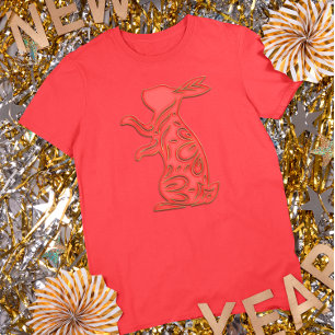 Rood Gouden Maan Nieuwjaar Konijn Chinese Dierriem T-shirt