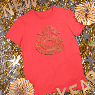 Rood Gouden Maandnieuwjaar Slang Chinees Dierriem T-shirt