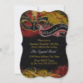Rood & Gouden Masker Glitter Masquerade Kaart (Achterkant)