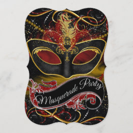 Rood & Gouden Masker Glitter Masquerade Kaart