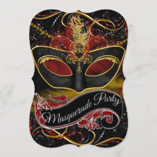 Rood & Gouden Masker Glitter Masquerade Kaart