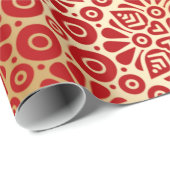 Rood gouden oriëntaals patroon elegant cadeaupapier (Rol Hoek)