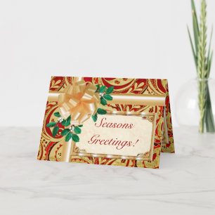 Rood Gouden Paisley Feestdagen Kaart