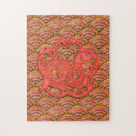 Rood Gouden Patroon Maan Nieuwjaar van de Draak 20 Legpuzzel (Verticaal)