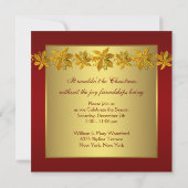 Rood Gouden Poinsettia Kerstfeest Kaart (Achterkant)