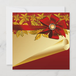Rood Gouden Poinsettia Kerstfeest Kaart