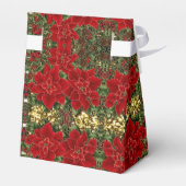 Rood & Gouden Poinsettia Patroon Tent Favor Box Bedankdoosjes (Achterkant)