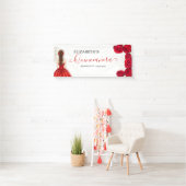 Rood & Gouden Quinceañera Aangepaste Welkomstbanne Spandoek (Insitu)