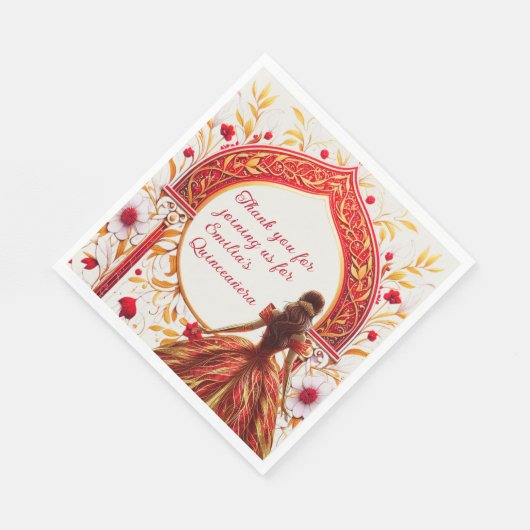 Rood Gouden Quinceañera Jurk Maatwerk Servet (Hoek)