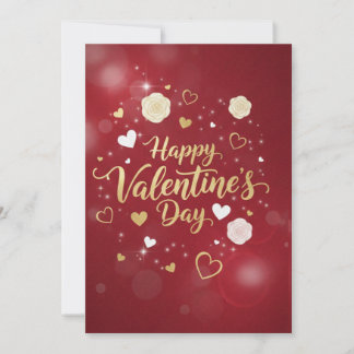 Rood & Gouden Romantiek voor je Valentijn Feestdagenkaart