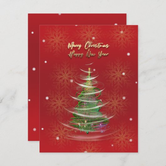 Rood & Gouden Sneeuwvlok Kerstkaart (Voorkant / Achterkant)