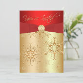 Rood, gouden sneeuwvlokken kerstfeest kaart (Staand voorkant)