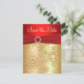 Rood, gouden sneeuwvlokken Weddenschap Save the Da Save The Date (Staand voorkant)
