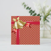 Rood Gouden Stip Kerstfeestje Kaart (Staand voorkant)