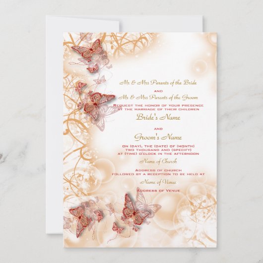 Rood gouden trouw verlovings jubileum kaart (Achterkant)