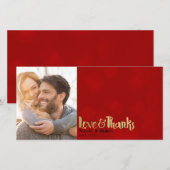 Rood & Gouden Trouwfoto Liefde & Dank Bedankt (Voorkant / Achterkant)