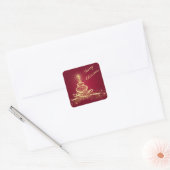 Rood, gouden verlichte Sticker met fijne kerst (Envelop)