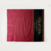 Rood Gouden Zwarte Kerst Winter Bruiloft Achtergro Wandkleed (Voorkant (horizontaal))