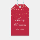 Rood & Goudfolie Confetti Stippen Kerstcadeau Labe Cadeaulabel (Voorkant)