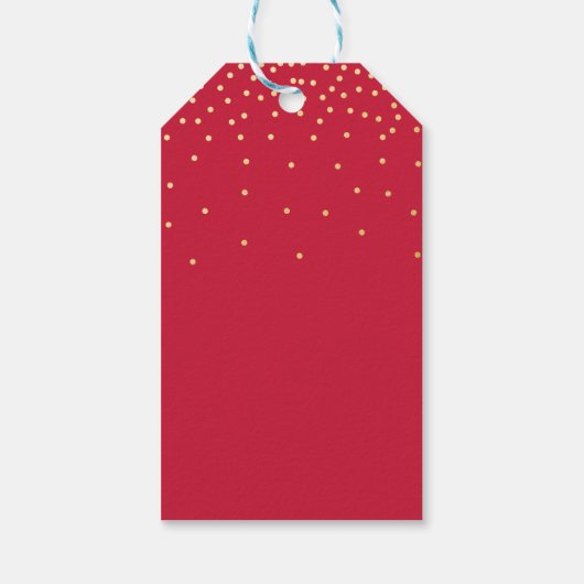 Rood & Goudfolie Confetti Stippen Kerstcadeau Labe Cadeaulabel (Achterkant)