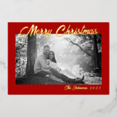 Rood Goudfolie Kerstboom Patroon Kaart (Voorkant)