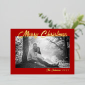 Rood Goudfolie Kerstboom Patroon Kaart (Staand Voorkant)