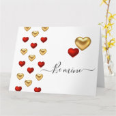 Rood & goudharten Witte Valentijn Kaart (Gele Bloem)