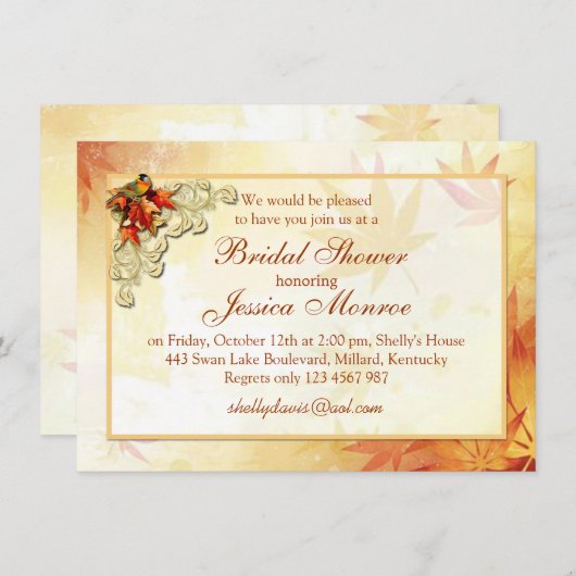 Rood goudherfstbladeren en Vrijgezellenfeest van v Kaart (Voorkant / Achterkant)