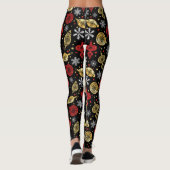 Rood/goudkerstsieraden Leggings voor dames (Achterkant)