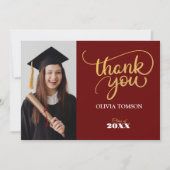 Rood & goudmodern Afstuderen - Hartelijk dank voor Bedankkaart (Voorkant)