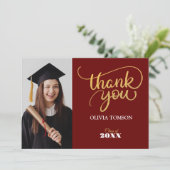Rood & goudmodern Afstuderen - Hartelijk dank voor Bedankkaart (Staand voorkant)