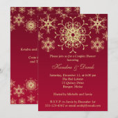 Rood, goudneeuwvlokken — Eten — Uitnodiging (Voorkant / Achterkant)