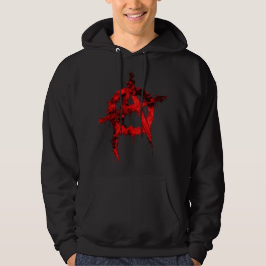 Rood Graffiti Anarchiesymbool Hoodie (Voorkant)