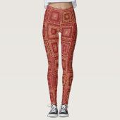 Rood Granny Vierkant patroon Leggings (Voorkant)