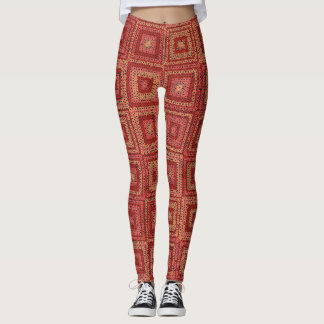 Rood Granny Vierkant patroon Leggings