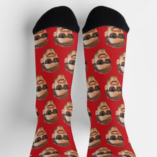 Rood Grappig Aangepaste Gezicht Foto Crew Sokken (Top)