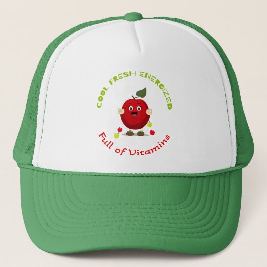 Rood grappig appeltje trucker pet (Voorkant)