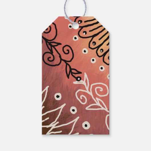 Rood grappig kunstpatroon cadeaulabel (Voorkant)