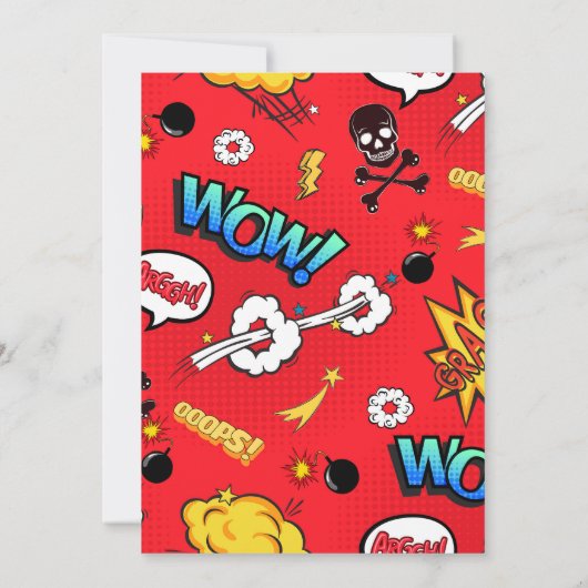 Rood Grappig Stripboek Stijl Kaart (Achterkant)