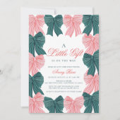 Rood & Gree Bow/Ribbon Coquette Baby shower Kaart (Voorkant)