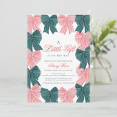 Rood & Gree Bow/Ribbon Coquette Baby shower Kaart (Staand voorkant)