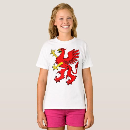 Rood Griffin Meisjes T-shirt (Voorkant volledig)