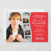 Rood & Grijs 6 Foto Filmstrip Afstuderen Collage Kaart (Voorkant)