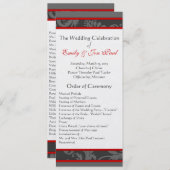Rood Grijs 9x4 Damask Swirl Wedding Programmakaart (Voorkant / Achterkant)
