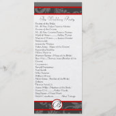 Rood Grijs 9x4 Damask Swirl Wedding Programmakaart (Achterkant)