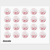 Rood Grijs Abstract Bloemen Bruiloft Envelop Seal Ronde Sticker (Vel)