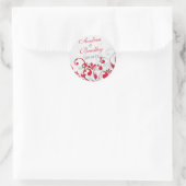 Rood Grijs Abstract Bloemen Bruiloft Envelop Seal Ronde Sticker (Tas)
