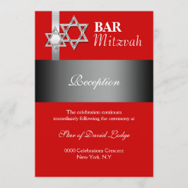 Rood grijs bar mitswa RECEPTIE Kaart