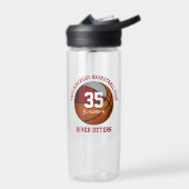 Rood grijs basketbal team kleuren w jersey nummer waterfles (Links)