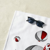 rood grijs basketballen sterren meisjes monogram strandlaken (In situ)